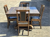 AWESOME ANTIQUE DINING SET SOILD OAK CHAIRS ALSO