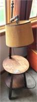 Wood Side Table with Lamp, Adjustable
