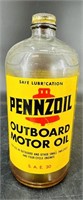 Antique Pennzoil Outboard Motor Oil Glass Jar
