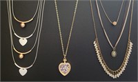 5 Necklaces Choker style and heart pendent