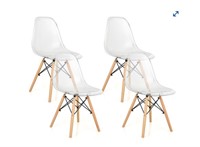 Costway Dining Chairs Plastic Shell wood legs 4pk