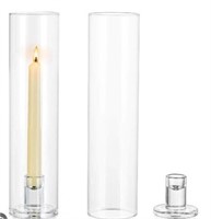 NUPTIO Taper Candle Holders Glass 2pk 12"