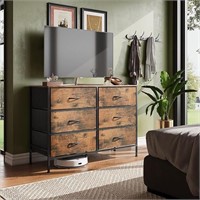 WLIVE 31'' Dresser with 6 Drawers - Rustic / Black