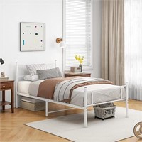 Elegant Home Twin Size White Metal  Bed Frame