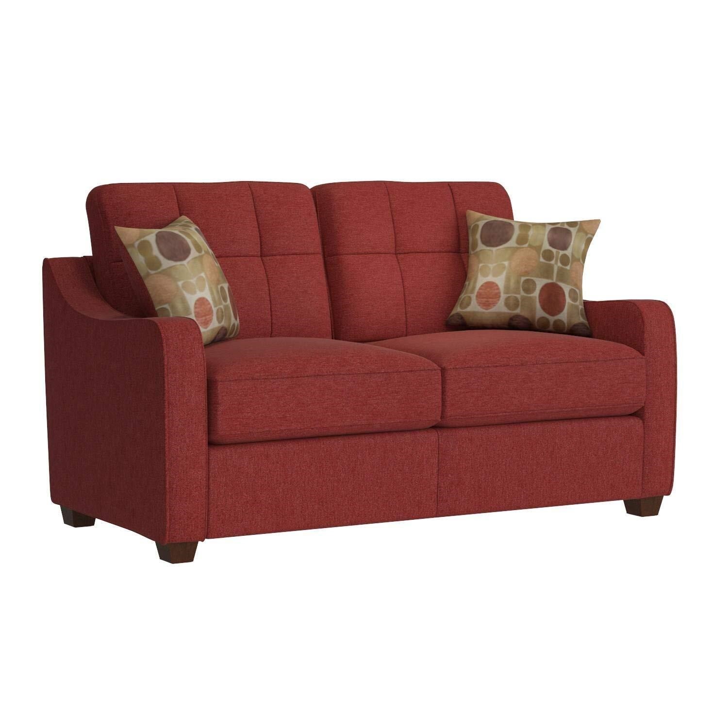 Acme Cleavon II Linen Fabric Tufted Loveseat in Re