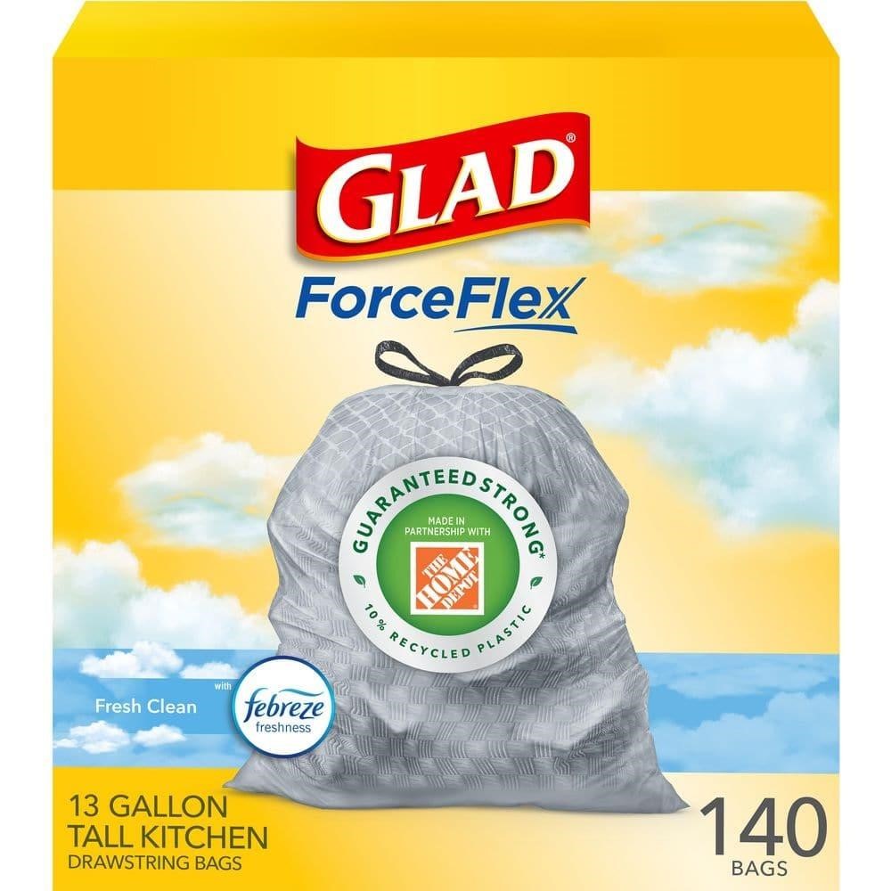 Glad 13 Gal. Force Flex Drawstring Fresh Clean Odo