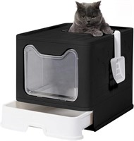 Large Foldable Cat Litter Box Pan with Lid,