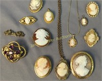 Collection Of Victorian Gold Filled Cameos.