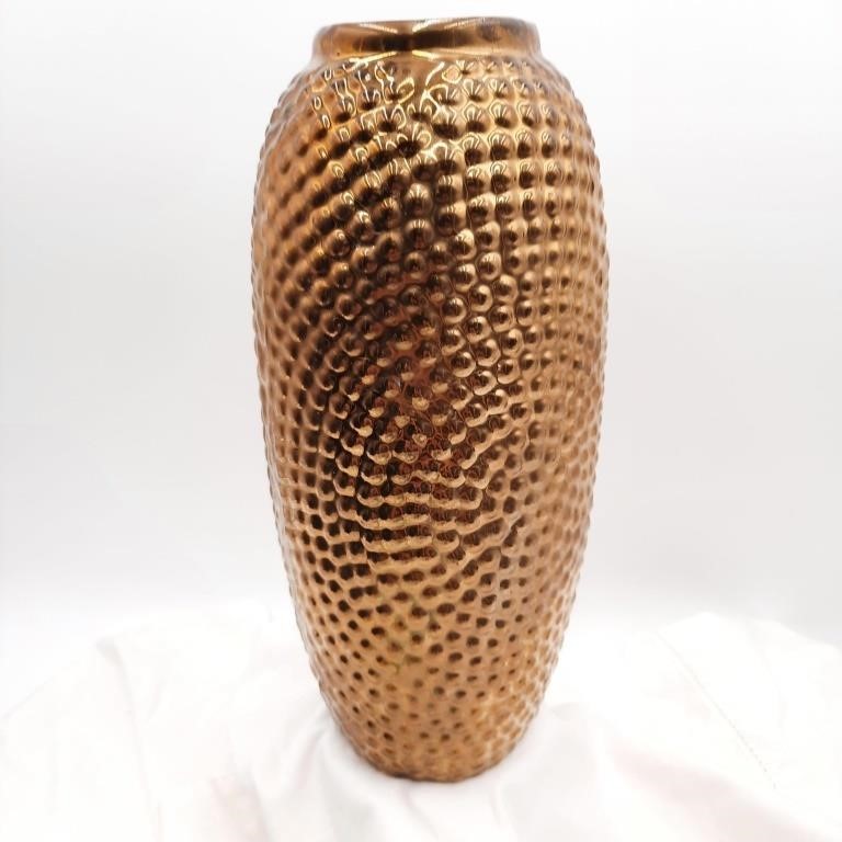 Vintage 11" Gilded Swirling Stoneware Dots Vase