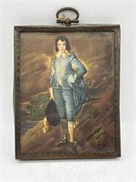 Antique Blue Boy Picture in Bronze Frame