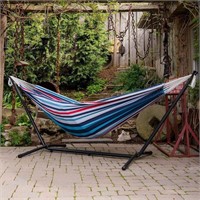 Vivere Double Hammock with 9' Steel Stand,