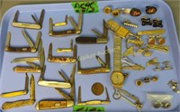 Tray Lot. Pocket Knives, Watches, Tie Clips,