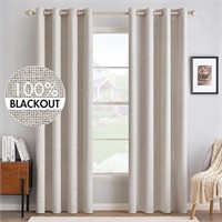 MIULEE 100% Blackout Linen Curtains 52x90