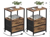 DOMYDEVM Set of 2 Nightstand with charging station
