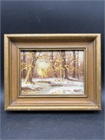 Signed & Framed Autumn Forest Oil Painting