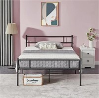 Metal Platform Queen Bed Frame, Black