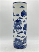Tall Asian Ceramic Vase or Umbrella Holder 15.25"