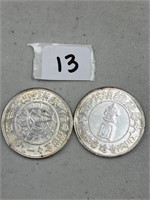 1934 - 1 YUAN SILVER COINS X 2 CHINA REPUBLIC