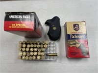 38 SPECIAL HAND GRIPS & 38 ROUNDS OF 38 SPECIAL