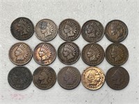 LOT OF 15 INDIAN HEAD PENNIES 1880-1905