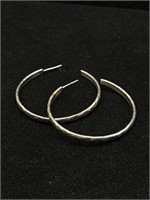 Vintage Silver 925 Hoop Earrings 1.5"
