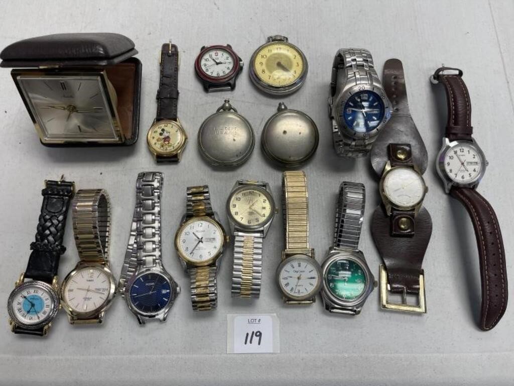 13 ASSORTED MEN'S WATCHES TIMEX, PULSAR, & OTHERS