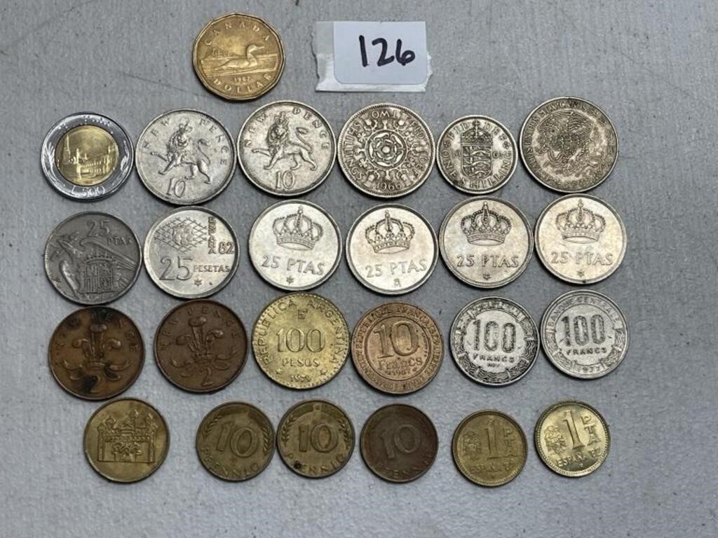LOT OF 25 FOREIGN COINS