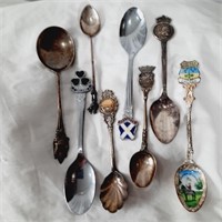 8 Vintage Collector Spoons - 2 Hallmarked