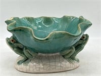 Vintage Frog Bowl/Ashtray Glazed Pottery