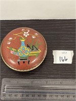 JAPANESE ROUND CLOISONNE TRINKET BOX WITH LID