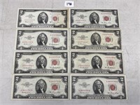 8 -  $2.00 RED SEAL NOTES 2 STAR NOTES 1953