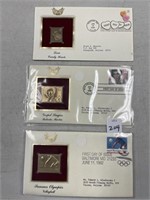 LOT OF 3 FIRST DAY ISSUE GOLD PLATED STAMPS