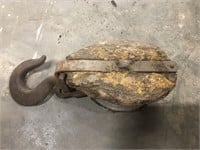 Large Wood and Metal Pulley Hook