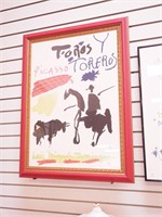 Picasso print featuring bullfighter titled "Toros