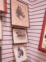 Three prints featuring race horses: Man 'O War,