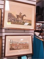Pair of hunting prints: "The Deaths" and a
