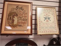 Two framed pieces, German "Christ At the Door"