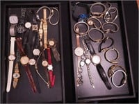 Two trays of watches including faux Gucci, Seiko,
