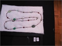 42" necklace with abalone and other gemstones
