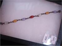 Sterling bracelet with jade cabachon stones,