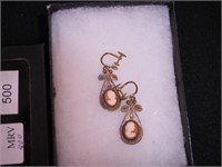 Pair of vermeil filigree earrings with cameos