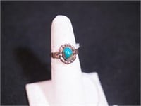 Sterling ring with turquoise stone, size 6