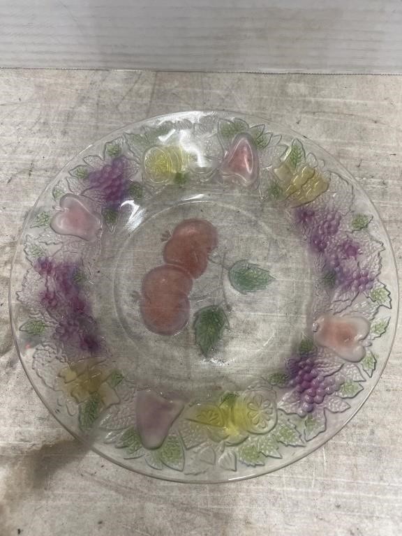 Vintage Stained Glass Fruit Plate