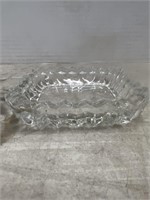 Vintage Zigzag Square Clear Glass Ashtray