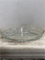 Vintage Crystal Glass Divided Relish Tray