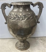 Vintage Brass Vase With Silver Wash