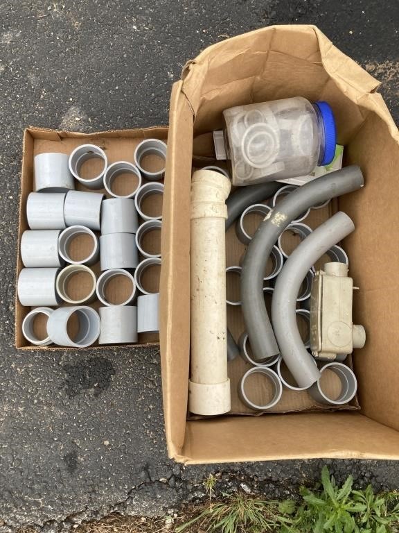 BOX OF PVC CONDUIT FITTINGS MOSTLY 2 INCH