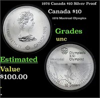1976 Canada 10 Dollars Silver KM# 93 Grades Brilli