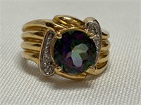 14 K Gold Ring Mystic Topaz Size 8