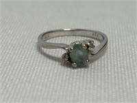 14 K Gold Ring Size 5.5 Blue Topaz or Aquamarine